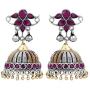 Aheli Tradional Oxidised Silver Antique Design Stone Studded Dangler Earrings for Women Girls