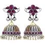 Aheli Tradional Oxidised Silver Antique Design Stone Studded Dangler Earrings for Women Girls
