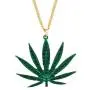 LUX ACCESSORIES Gold Tone Green Weed Pot Leaf Green Rhinestones Chain Necklace LUX ACCESSORIES Gold Tone Green Weed Pot Leaf Green Rhinestones Chain Necklace