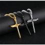 PAMTIER Mens Stainless Steel Nail Cross Pendant Necklace Christian Jesus Christ Silver Gold Black