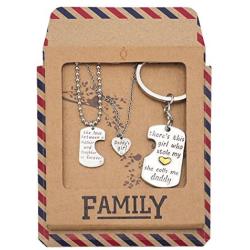 Quan Jewelry Family Jewelry Set of 3, Fathers Day and Mothers Day Gifts with Inspirational Quote on Greeting Card