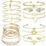 19pcs Multiple Layered Stackable Open Cuff Wrap Bangle Rose gold Gold Bracelets for Women Jewelry Adjustable Bangles for Girls Set Gifts 19pcs Multiple Layered Stackable Open Cuff Wrap Bangle Rose gold Gold Bracelets for Women Jewelry Adjustable Bangles for Girls Set Gifts