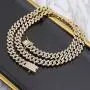 TOPGRILLZ 10mm 6 Times 14K Gold Plated Iced Out Lab Diamond Prong Setting Long Buckle Miami Cuban Link Choker Chain Necklace for Men TOPGRILLZ 10mm 6 Times 14K Gold Plated Iced Out Lab Diamond Prong Setting Long Buckle Miami Cuban Link Choker Chain Necklace for Men