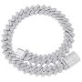 JINAO 20MM 6 Times 14k Gold Plated Cuban Link Chain Full Iced Out Bling Round Carre Baguette Cut CZ with Prong Setting Simulated Diamond Chain Choker Necklace for Men