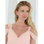 Mariell 14K Rose Gold Plated CZ Bridal Wedding Freshwater Pearl Necklace and Earrings Jewelry Set