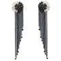 Long Tassel Chandelier Earrings - Rhinestone Floral Earrings with Sleek Fringe - Great Idea for Prom, Party