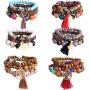 Hicdaw 6 Sets Bohemian Bracelets for Women Multilayer Tassel Bracelet Set Gifts for Women Girls
