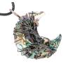 SUNYIK Natural Abalone Shell Tree of Life Dangle Earrings & Shell Half-Moon Pendant Necklace Jewelry Set