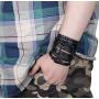 Finrezio 24 PCS Black Braided Leather Bracelets Set for Men Wrap Cuff Bracelet Adjustable