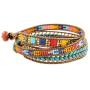 NOVICA Aventurine and Glass Blue and Red Beaded Bohemian Wrap Bracelet, 22'' Colors of Hope