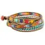 NOVICA Aventurine and Glass Blue and Red Beaded Bohemian Wrap Bracelet, 22'' Colors of Hope