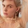fxmimior Fashion Women Bow Pearls Tassel Long Earrings Lucky Gold Long Chain Drop Dangle Earrings Jewelry for Wedding Party Bar