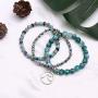 Tree of Life Turquoise Jasper & Tibetan Agate Gemstone Chakra Beaded Bracelet | Beach Charm Bracelet Set - Ocean Jewelry…