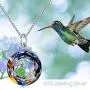 Hummingbird Necklace Jewelry for Women 925 Sterling Silver Cute Bird Pendant Necklace with Crystal Gifts for Girls Birthday