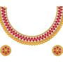 Aheli Ethnic Wedding Party Wear Gold Tone Faux Stone Studded Necklace with Stud Earrings Set Indian Bollywood Fashion Jewelry for Women