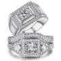 wedding ring set Two Rings His Hers Couples Matching Rings Womens 2pc White Gold Filled Square CZ Wedding Engagement Ring Bridal Sets & Mens Stainless Steel Wedding Band wedding ring set Two Rings His Hers Couples Matching Rings Womens 2pc White Gold Filled Square CZ Wedding Engagement Ring Bridal Sets & Mens Stainless Steel Wedding Band