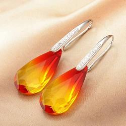 EleQueen 925 Sterling Silver CZ Teardrop Hook Dangle Earrings Made with Swarovski Crystals