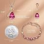 CDE Rose Flower Jewelry Sets for Women 4 Pieces Sets Rose Gold Plated Necklace with Crystals Mothers Day Jewelry Gifts for Her