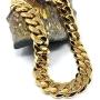 Hollywood Jewelry 24K Gold Cuban Link Chain Necklace for Men, Women, Teen. Real 16MM 24ct Gold Plated. Diamond-Cut W/Solid Clasp.