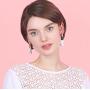BONALUNA Bohemian Wood And Marble Effect Oblong Shaped Drop Statement Earrings
