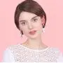 BONALUNA Bohemian Wood And Marble Effect Oblong Shaped Drop Statement Earrings BONALUNA Bohemian Wood And Marble Effect Oblong Shaped Drop Statement Earrings