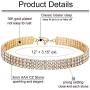 Zealmer 3 Row Rhinestone Choker Necklace for Wedding Bride Bridemaids Gift 18K Gold Plated