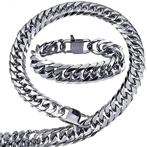 Ahappy- N392 B255 hip hop mens necklace + bracelet jewelry polishing 316L stainless steel Ahappy- N392 B255 hip hop mens necklace + bracelet jewelry polishing 316L stainless steel