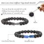 SEVENSTONE 8mm Lava Rock Bead Arrow Diffuser Natural Stone Bracelet Yoga Beads Elastic Jewelry Set for Women Men