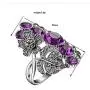 Retro Cocktail Statement Ring Crystal Engagement Wedding Rings Flower and Leaf Rhinestone Band Ring Fashion Jewelry for Women Girl