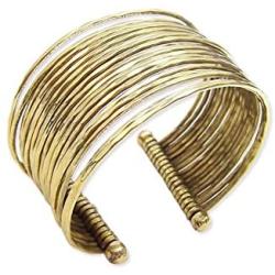 Zad Womens Metal Thin Hammered Bunch Cuff Bracelet (Gold Tone)