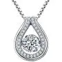 YL Teardrop Necklace Sterling Silver Dancing Diamond Pendant Halo Created Emerald/Garnet/Sapphire/Zirconia Jewelry for Women
