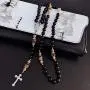 Sundysh Rosary Catholic Prayer Beads Necklace for Men Boy,Holy Black Gemstone Rosaries Chain,No Breaking Rosario Steel Crucifix Cross Christian Gift Jewelry Sundysh Rosary Catholic Prayer Beads Necklace for Men Boy,Holy Black Gemstone Rosaries Chain,No Breaking Rosario Steel Crucifix Cross Christian Gift Jewelry