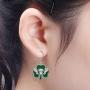 Sterling Silver Heart ST Patricks Day Shamrock Earrings Necklace Dangle Stud Hypoallergenic Cute Mardi Gras Valentines Carnival Prom Dainty Love Ruby Emerald