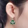 Sterling Silver Heart ST Patricks Day Shamrock Earrings Necklace Dangle Stud Hypoallergenic Cute Mardi Gras Valentines Carnival Prom Dainty Love Ruby Emerald