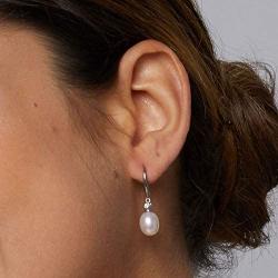 Mints Natural Black Pearl Earrings Sterling Silver Dangle Drop Earrings for Women