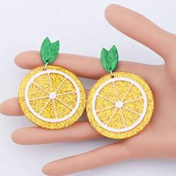 Gold Lemon Charm Earrings Yellow Lemon Slice Earrings Fruit Jewelry Gift for Lemon Lovers