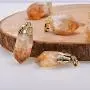 Handmade Natural Irregular Citrine Crystal Raw Gemstone Pendant Necklace,Yellow Gold