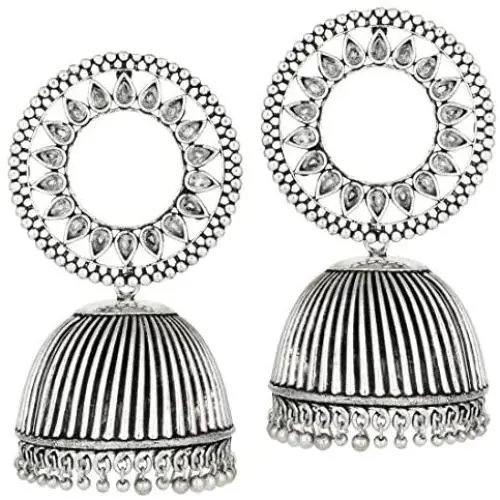 Aheli Antique Indian Boho Oxidized Jhumki Ethnic Fusion Bollywood Party Wear Dangle Hypoallergenic Earrings Ethnic Fashion Statement Jewelry for Women Girls Aheli Antique Indian Boho Oxidized Jhumki Ethnic Fusion Bollywood Party Wear Dangle Hypoallergenic Earrings Ethnic Fashion Statement Jewelry for Women Girls