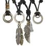 Jstyle 4 Pcs Leather Necklace for Men Women Pendant Vintage Wing Feather Chain Adjustable