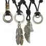 Jstyle 4 Pcs Leather Necklace for Men Women Pendant Vintage Wing Feather Chain Adjustable
