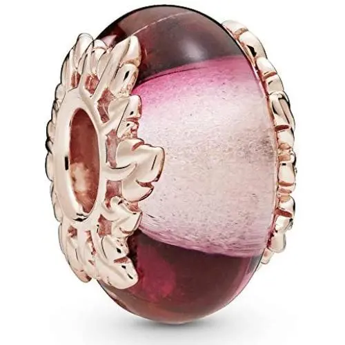Pandora Jewelry Murano Glass and Leaves Pandora Rose Charm