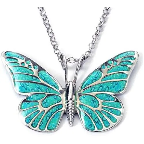 925 Sterling Silver Large Butterfly Necklace for Women Colorful Handmade Polymer Clay Pendant Handcrafted Jewelry, 16.5'' Chain 925 Sterling Silver Large Butterfly Necklace for Women Colorful Handmade Polymer Clay Pendant Handcrafted Jewelry, 16.5'' Chain