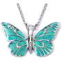 925 Sterling Silver Large Butterfly Necklace for Women Colorful Handmade Polymer Clay Pendant Handcrafted Jewelry, 16.5'' Chain