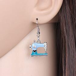 NEWEI Enamel Alloy Drop Dangle Cute Sewing Machine Earrings Fashion Tools Jewelry For Women Girls Gift Decoration Charms