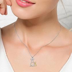 POTOPYY 925 Sterling Silver Animal Pendant Necklace Rabbit/Elephant/Penguin Jewelry Gifts for Women Mother