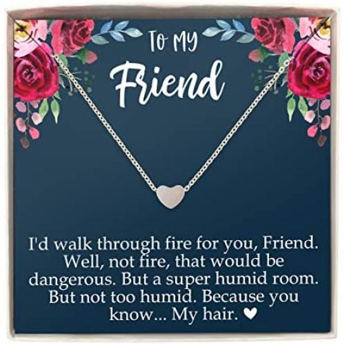 Emma Lou Friend Necklace, Stainless Steel Tiny Heart Necklace, Friendship Jewelry, Bff And Bestie Gifts for Women
