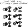 Aroncent 12PCS Mens Stainless Steel Punk Rock Ear Plug Earrings Stud Set Black Gothic