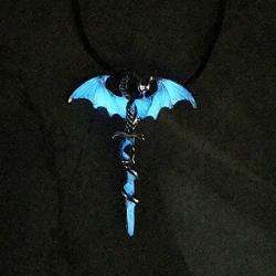 KUIYAI Glow in The Dark Dragon Sword Necklace Luminous Pendant Necklace Sword Pendant Wings Dragon Necklace