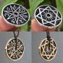 Magic Pagan Jewelry 2 sided Septagram 7 Pointed Fairy Star Heptagram Silver Pewter Unisex Pendant Necklace Money Luck Lucky Charm Protection Amulet Wicca Safe travel Talisman w Black Adjustable Cord