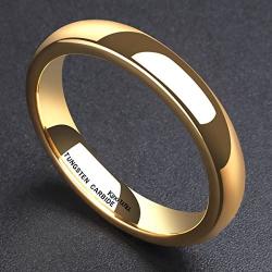 King Will Glory Mens 4mm 6mm 8mm Tungsten Carbide Ring 24k Gold Plated Domed Polished Finish Wedding Band